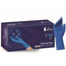 Перчатки латексные Libry повыш.прочн. HR, синие М 250/25п(цена за пару)